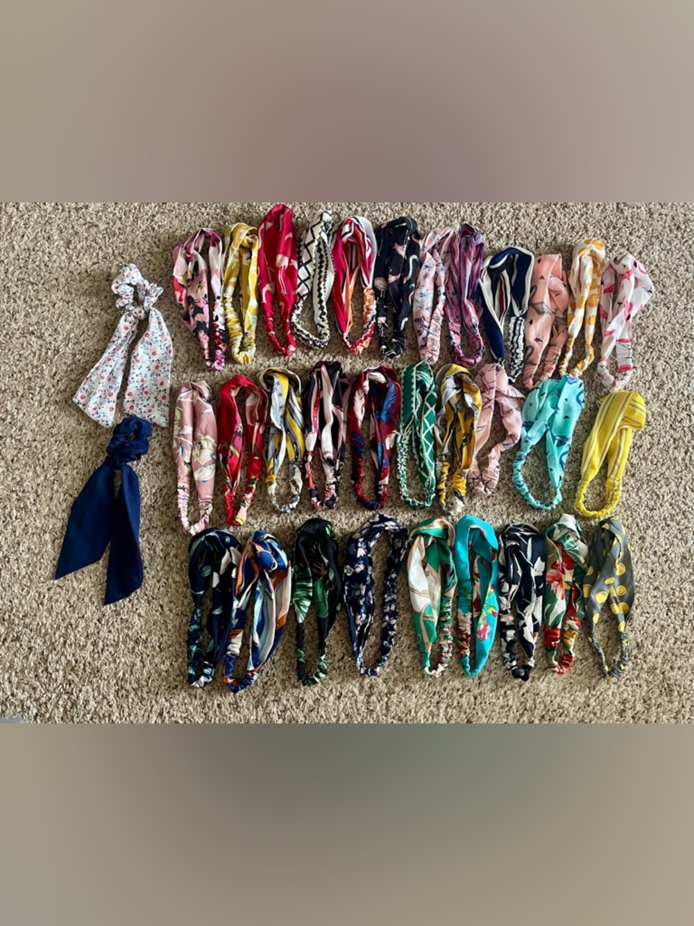 Assorted Floral and Patterned Twisty Scarf Style Headbands  (33 total)